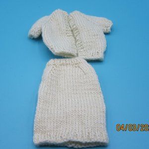 Handmade pale green sparkle knit Barbie size fashion doll skirt jacket Pre-owned